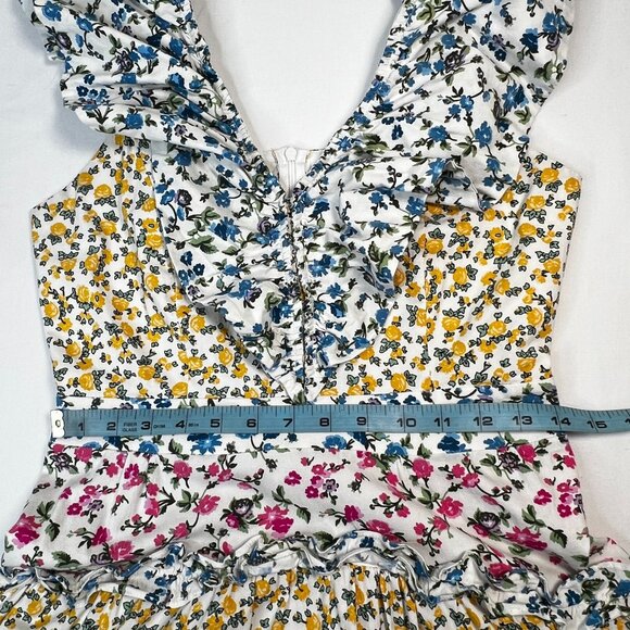 AMARANTE do Brazil Mixed Floral Tiered Maxi Dress Colorful Resort Luxury 6 - Picture 10 of 13